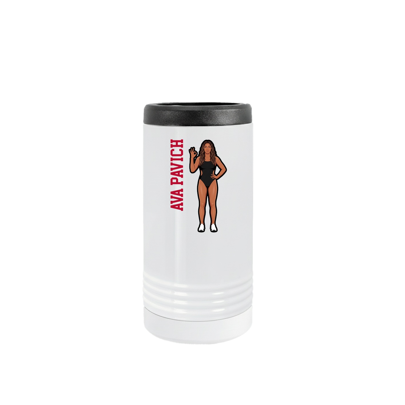 Slim Beverage Holder — Name Vertical in White