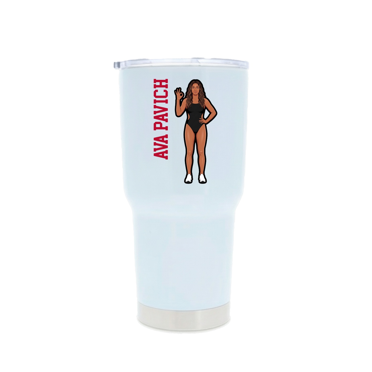 30oz Stainless Steel Tumbler — Name Vertical in White