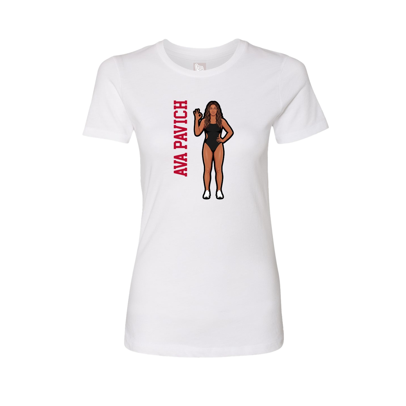 Fitted Women's Tee — Name Vertical in White