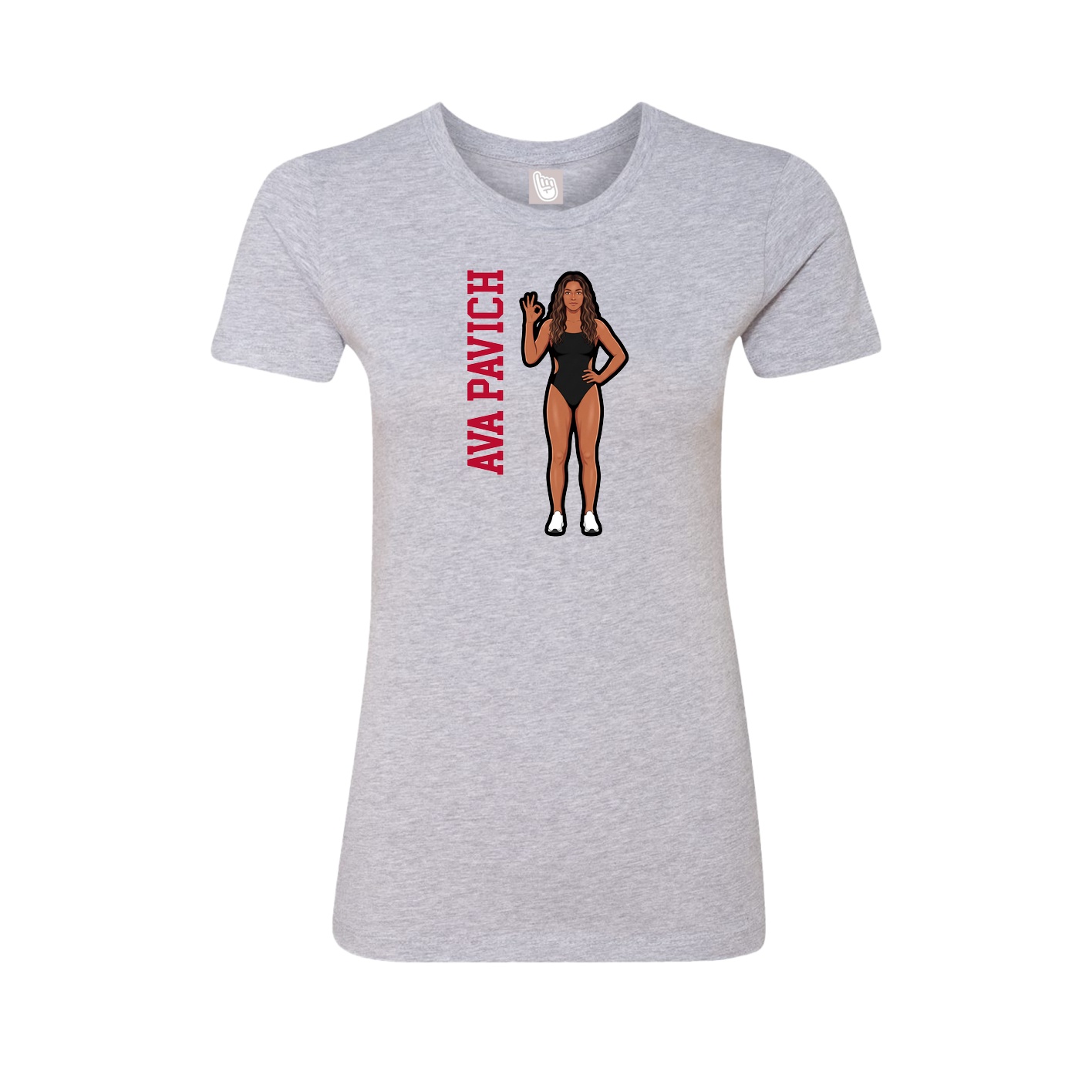 Fitted Women's Tee — Name Vertical in Grey