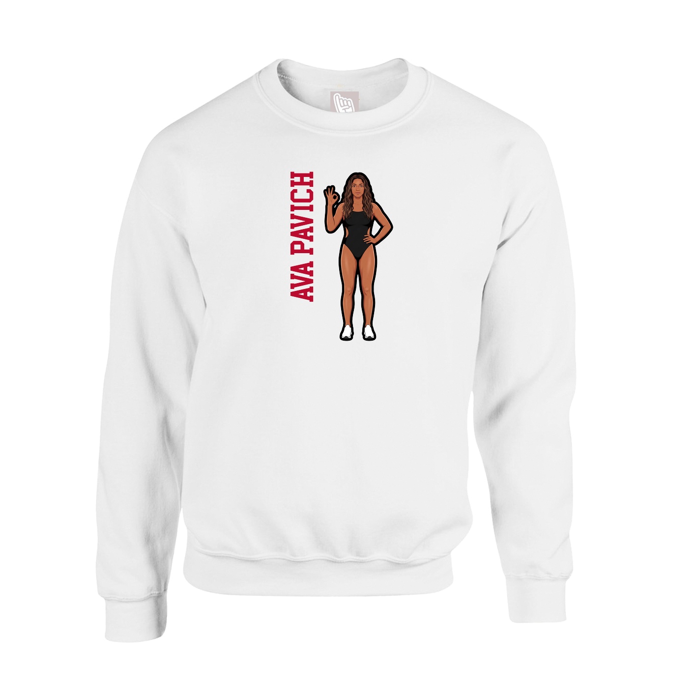 Fleece Crew — Name Vertical in White