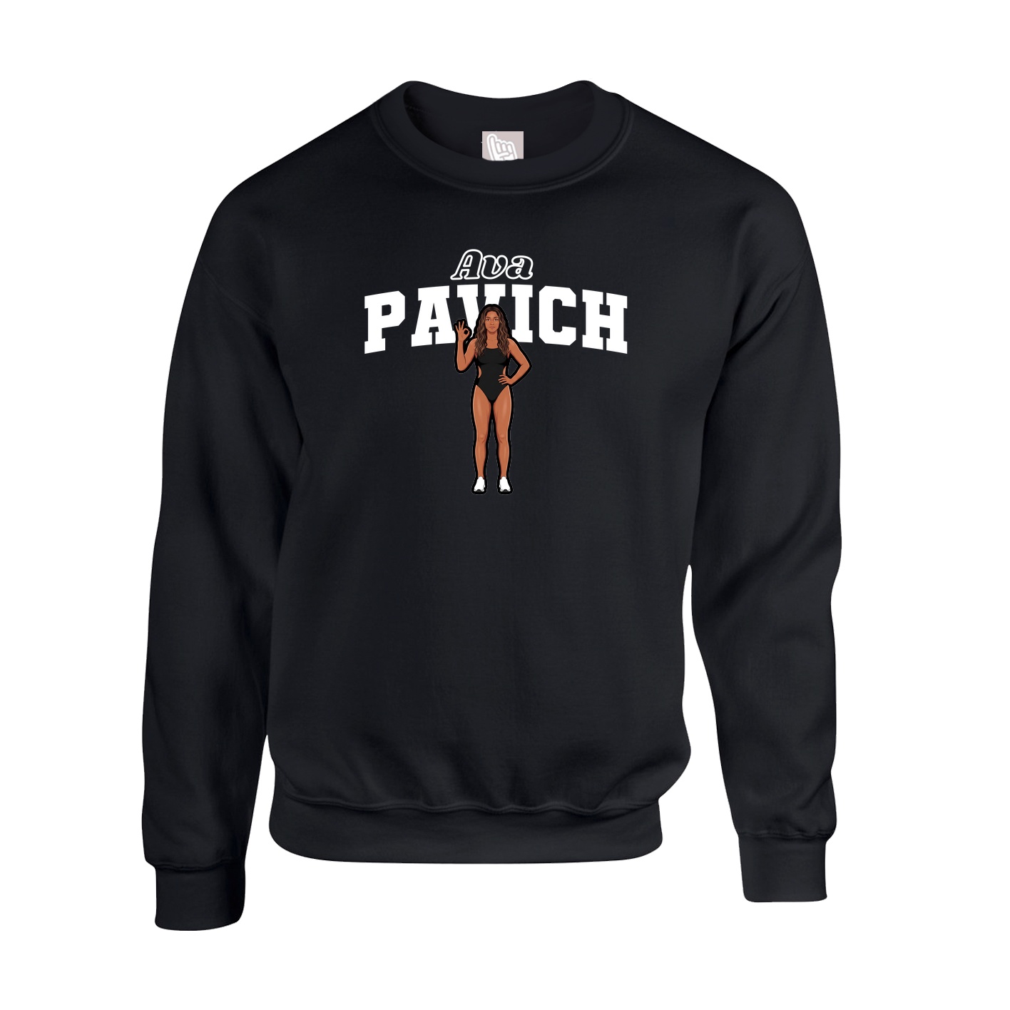 Fleece Crew — Name Arch in Black