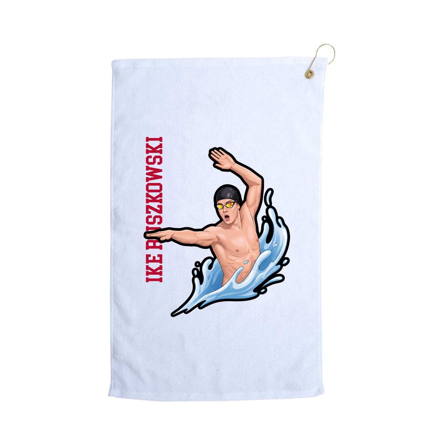 Golf Towel — Name Vertical in White
