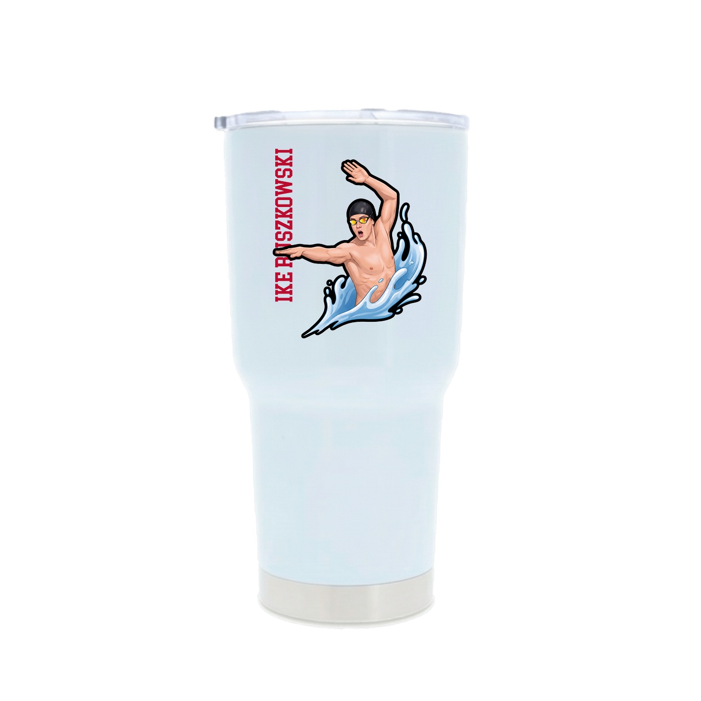 30oz Stainless Steel Tumbler — Name Vertical in White