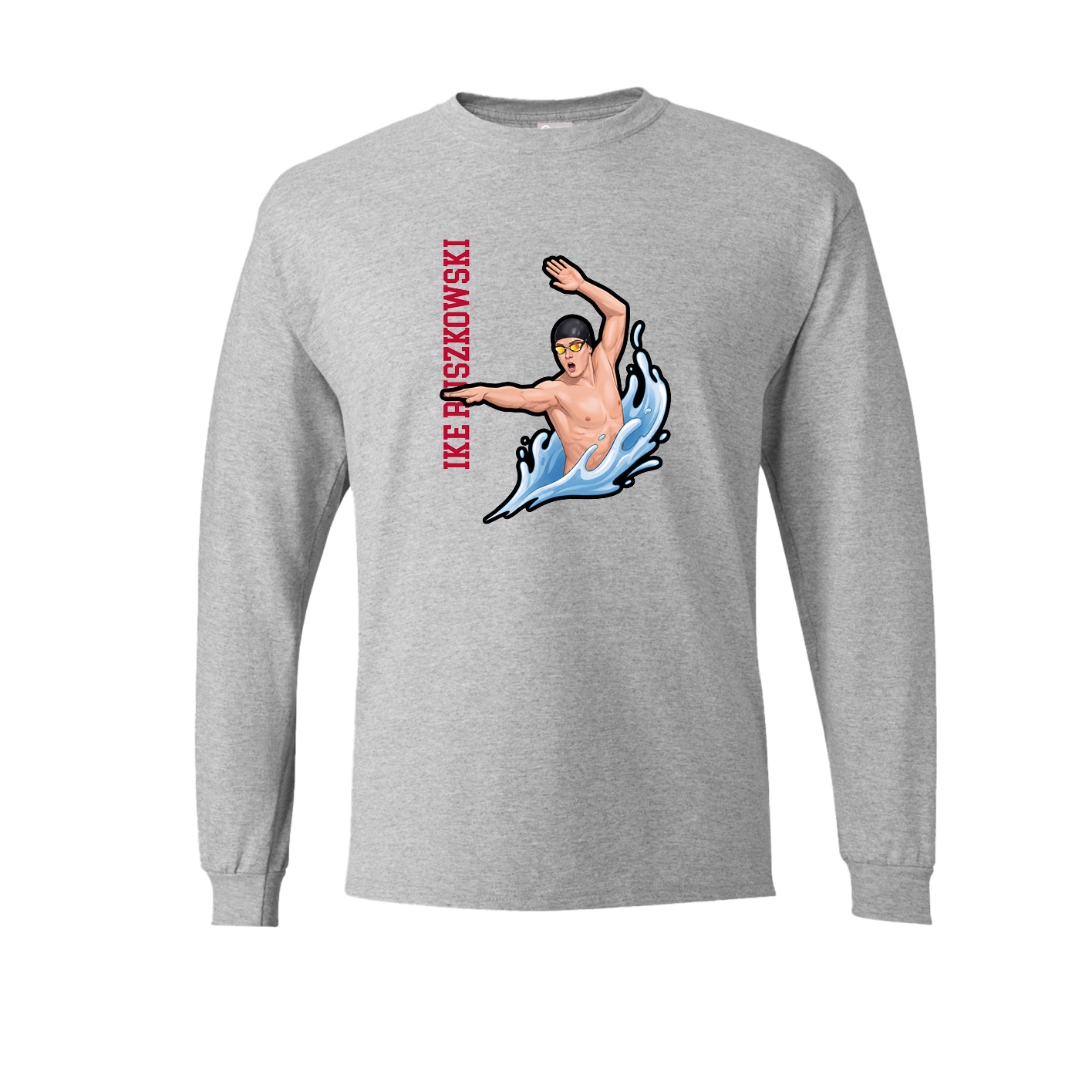 Long Sleeve Tee — Name Vertical in Grey