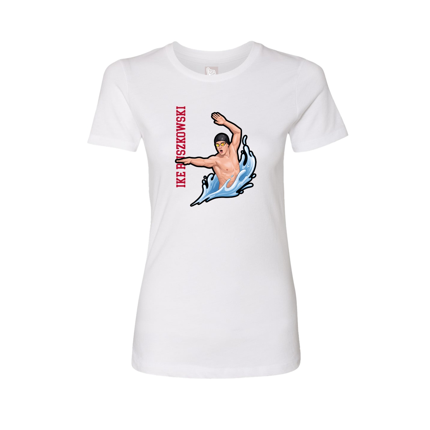 Fitted Women's Tee — Name Vertical in White
