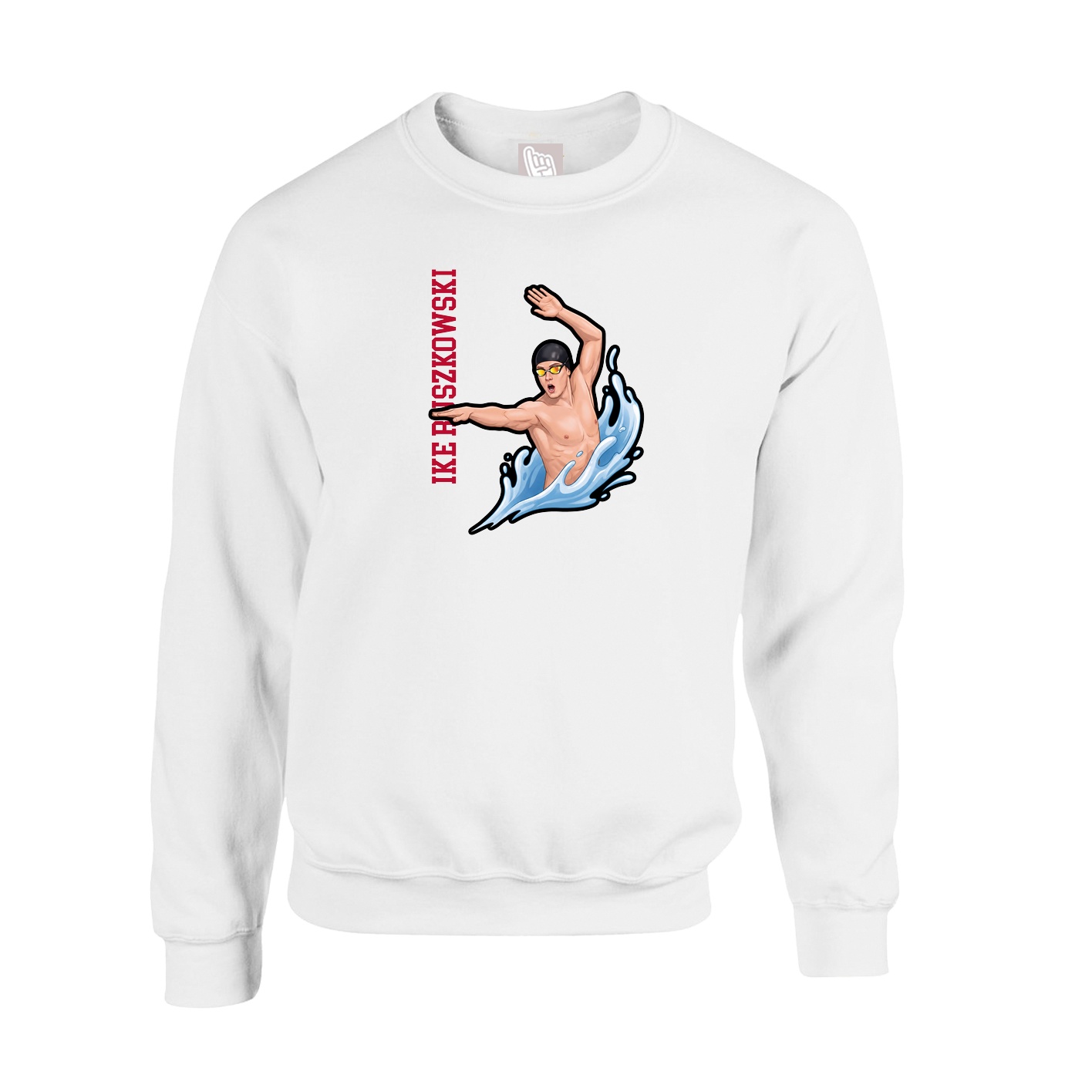 Fleece Crew — Name Vertical in White