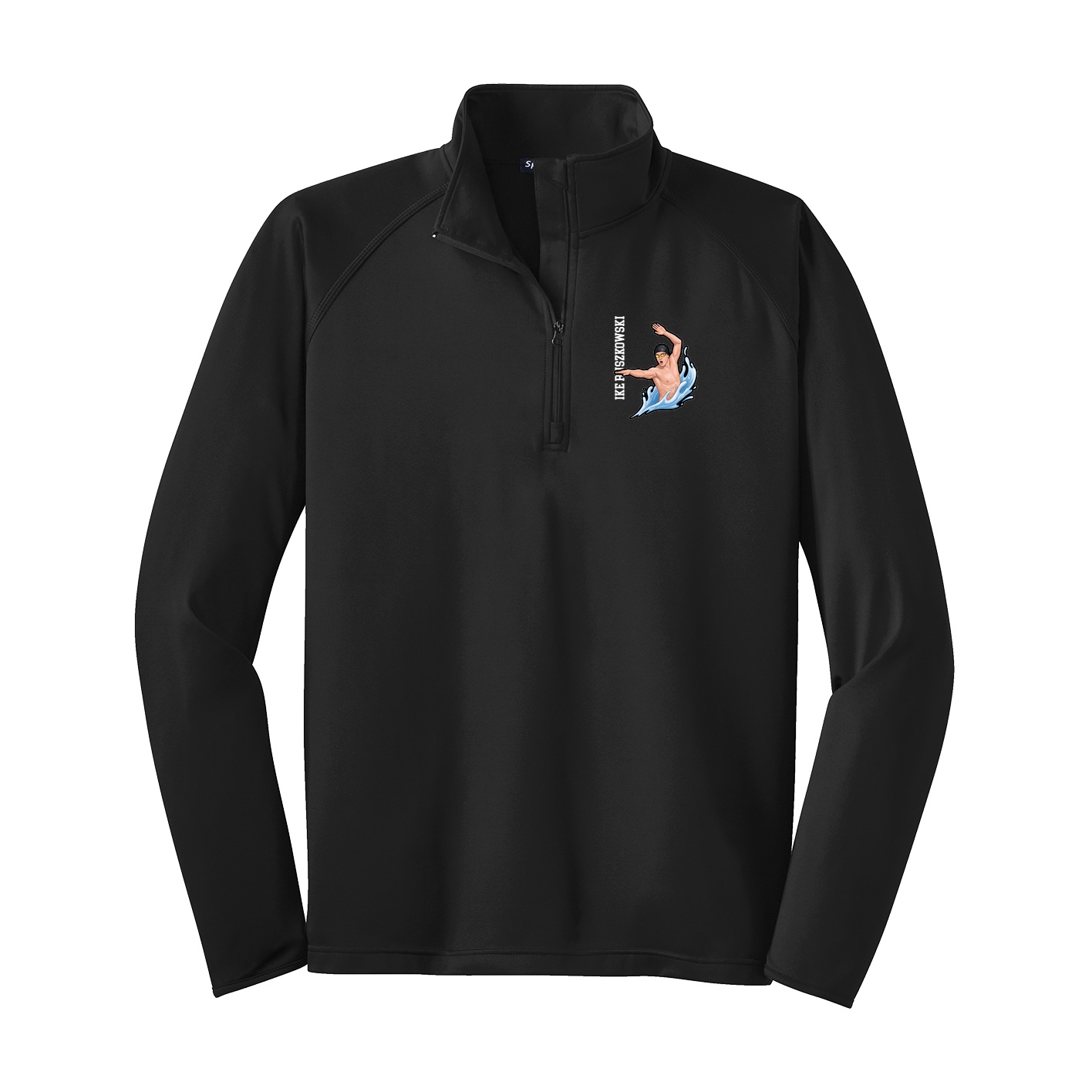 Q-Zip Pullover — Name Vertical in Black