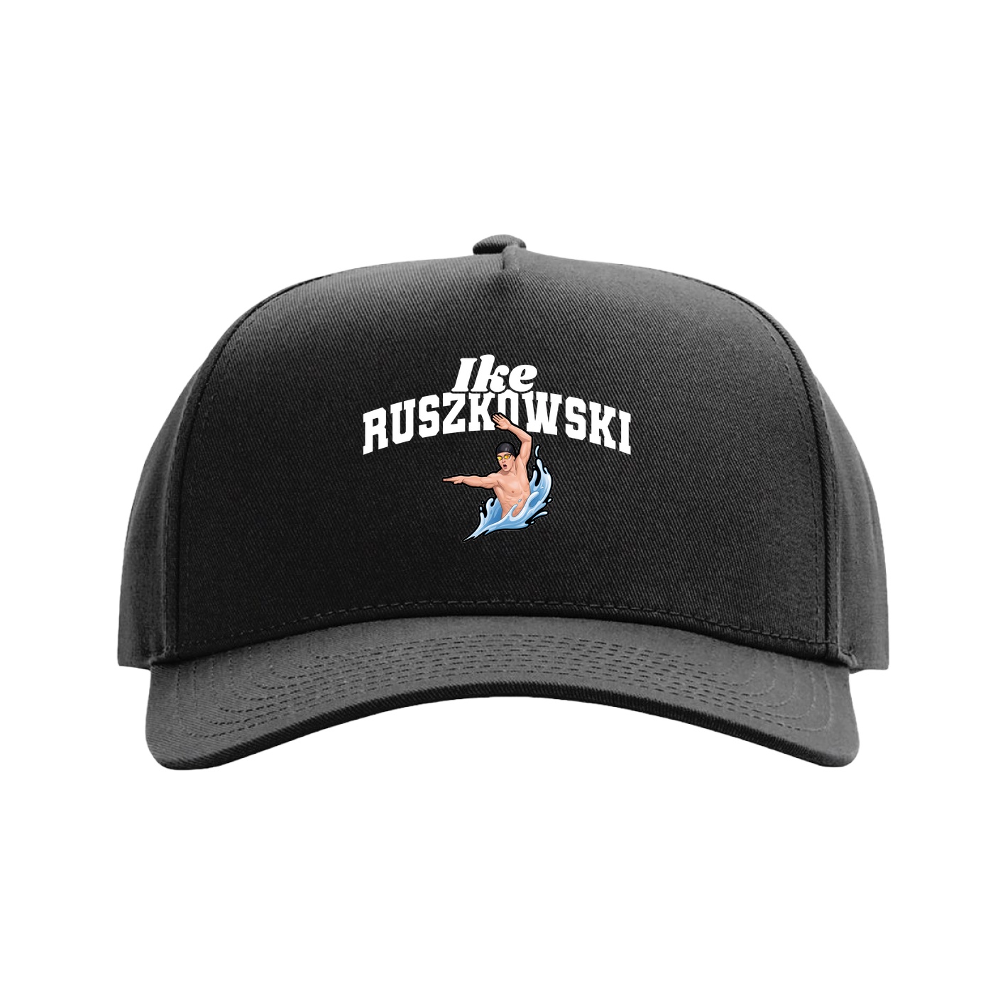 Full Fabric Five-Panel Champ Cap — Signature Arch in Black