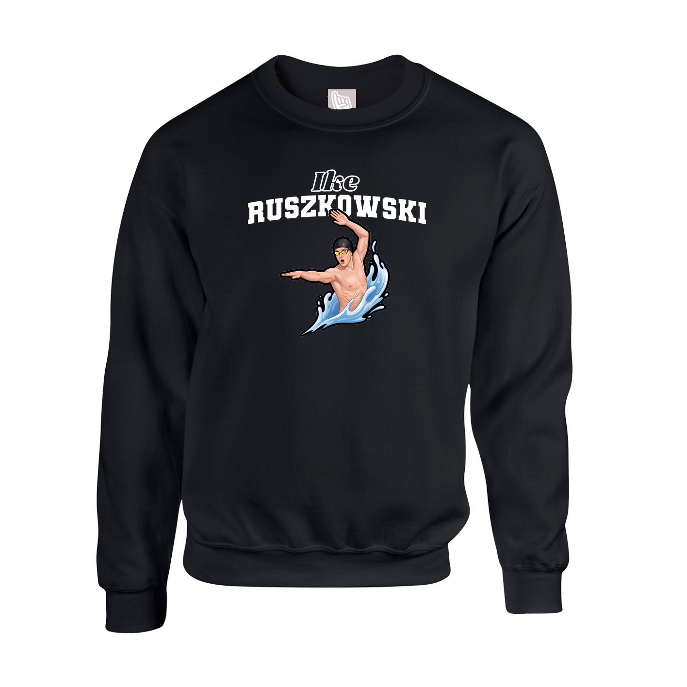 Fleece Crew — Name Arch in Black