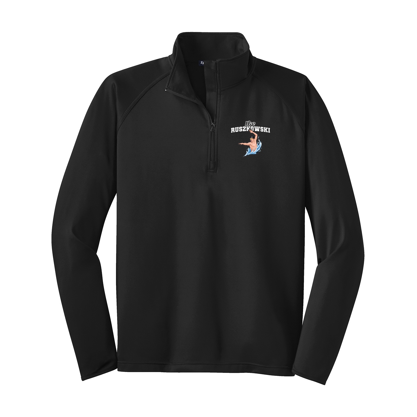 Q-Zip Pullover — Name Arch in Black