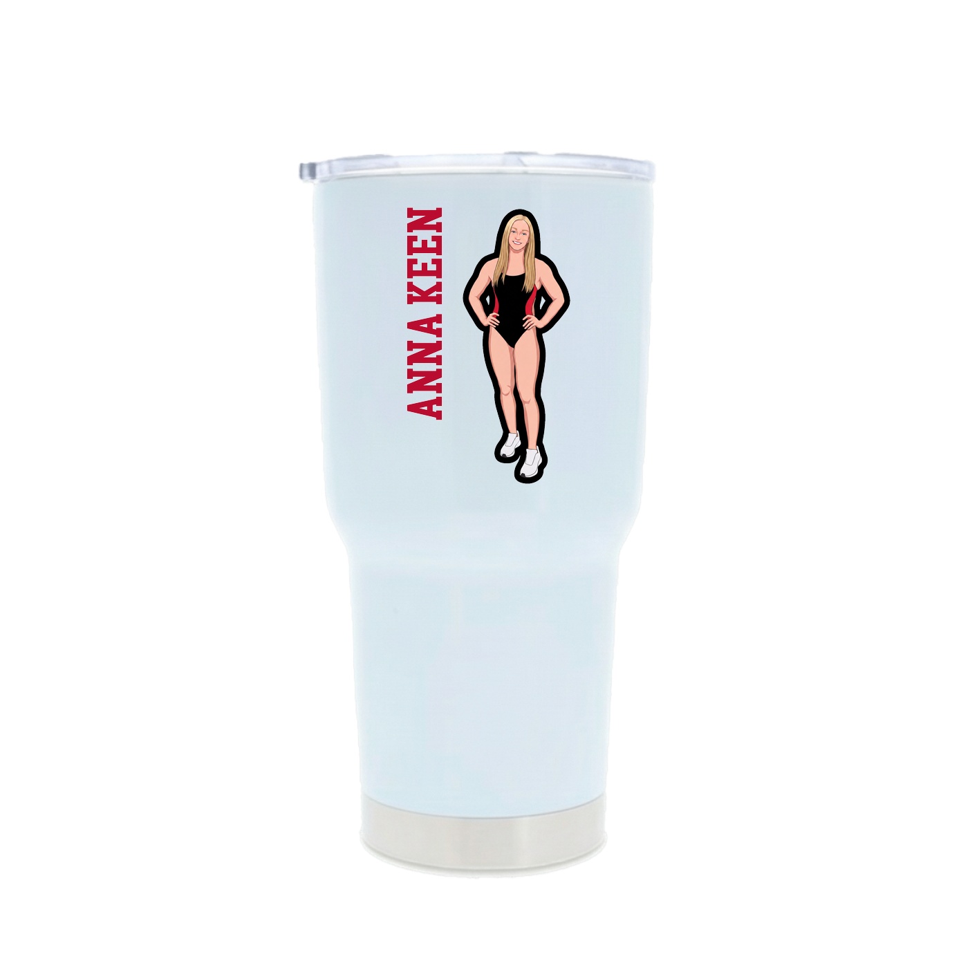 30oz Stainless Steel Tumbler — Name Vertical in White