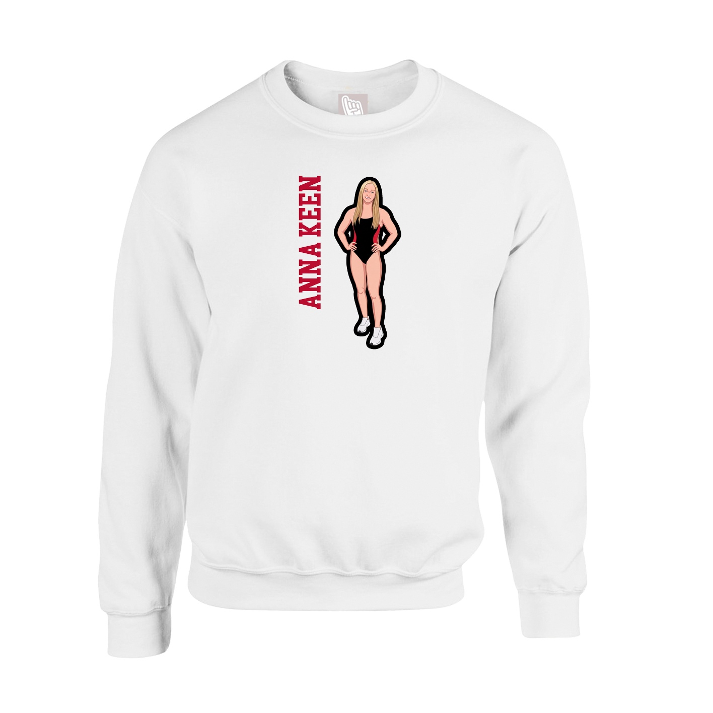 Fleece Crew — Name Vertical in White