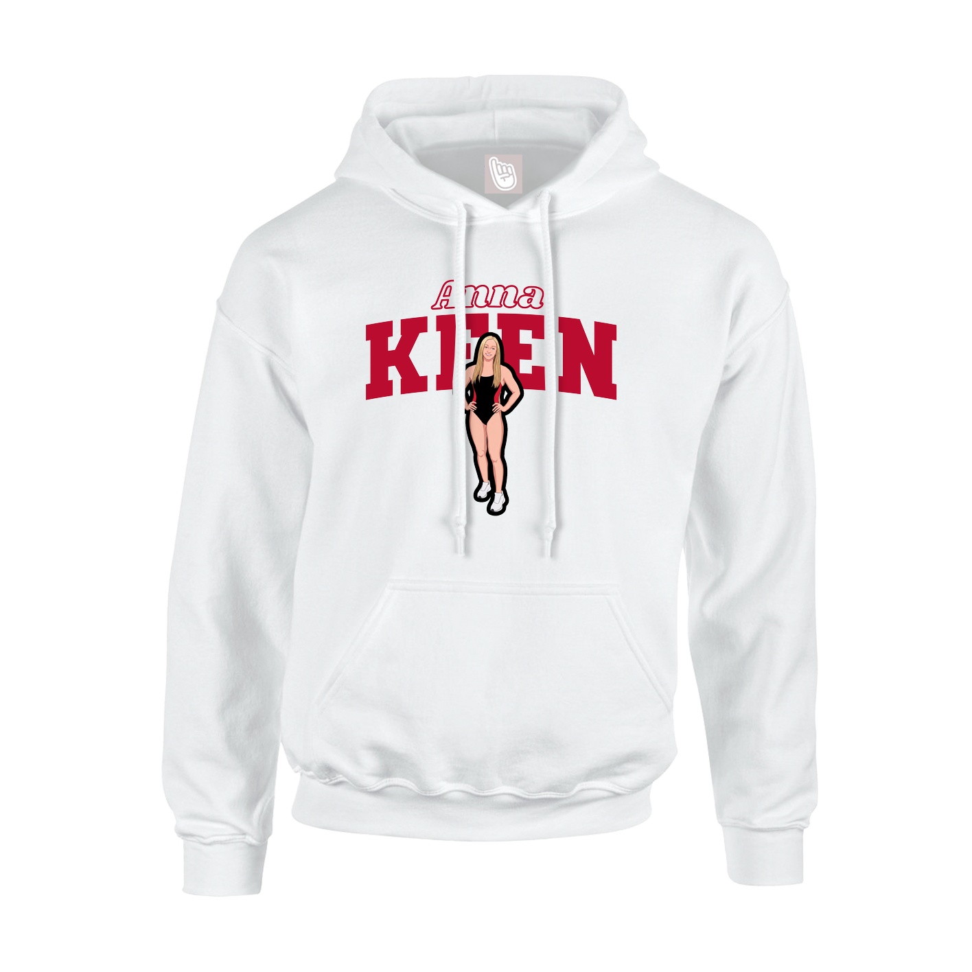 Youth Hoodie — Name Arch in White