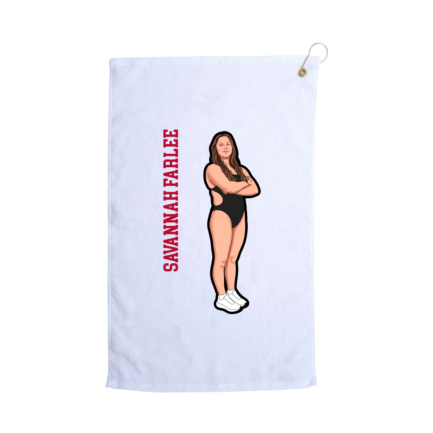 Golf Towel — Name Vertical in White