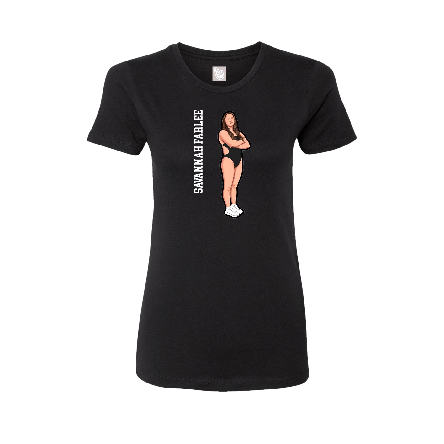 Fitted Women's Tee — Name Vertical in Black