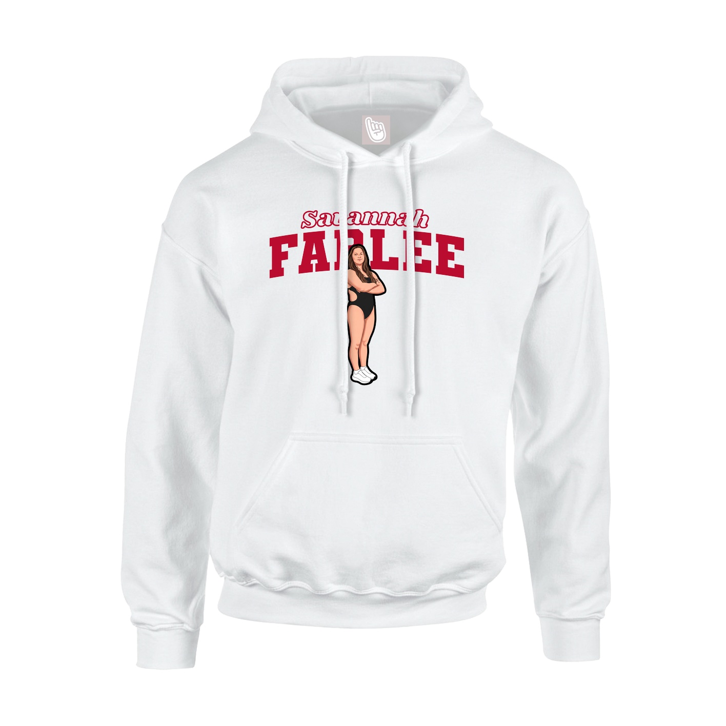 Youth Hoodie — Name Arch in White