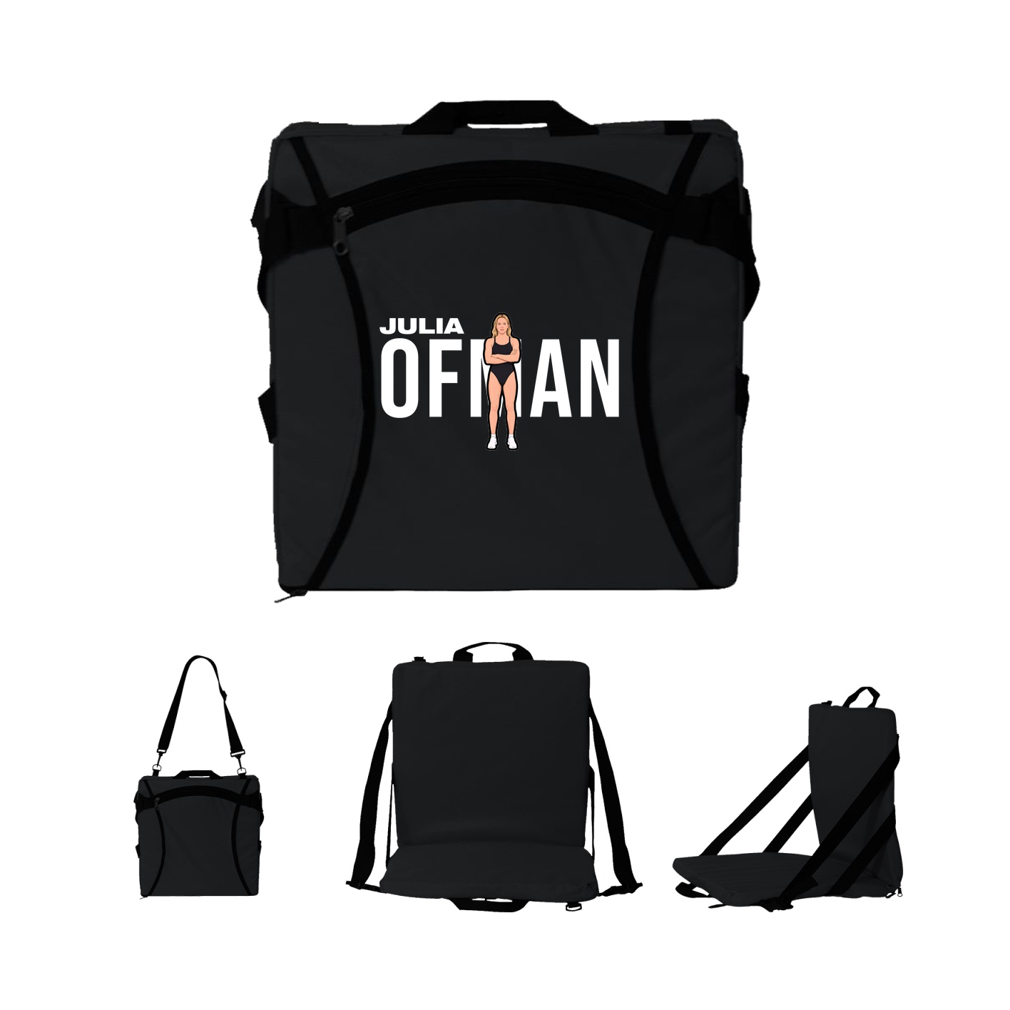 Folding Stadium Seat — Player Name in Black