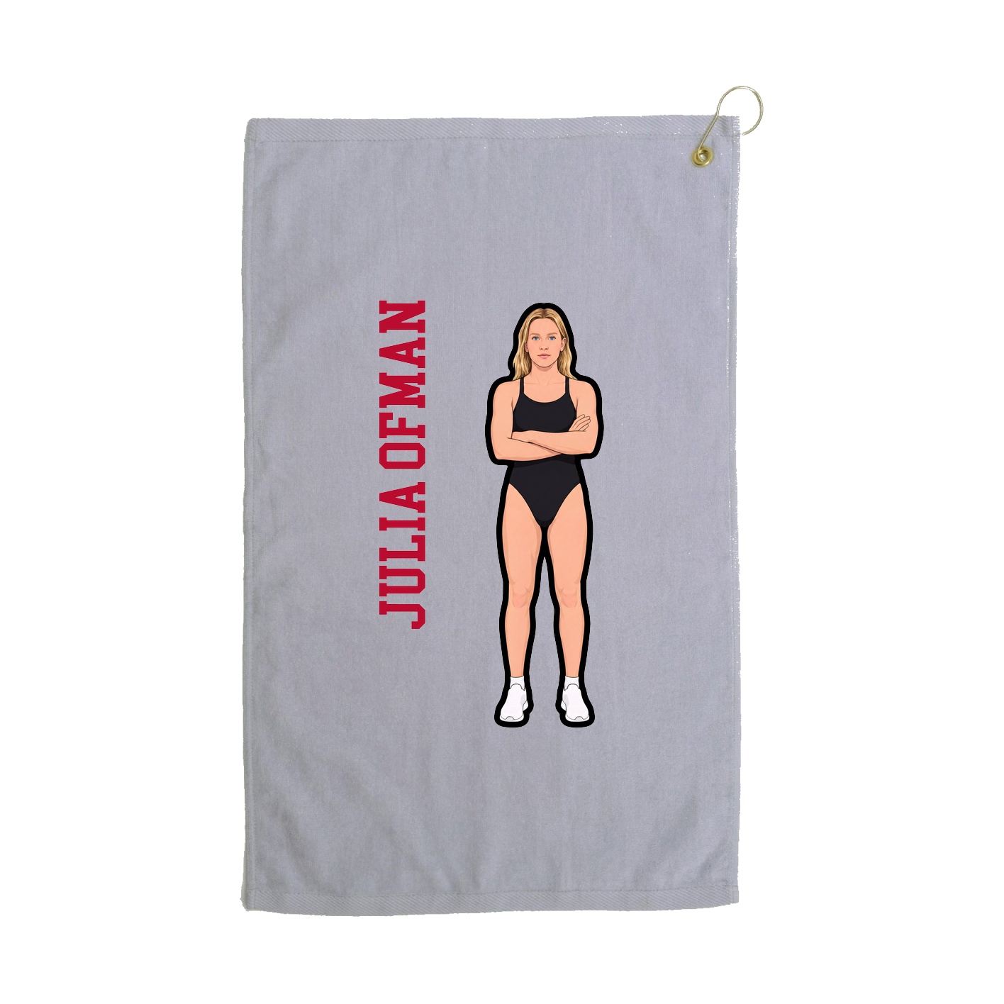 Golf Towel — Name Vertical in Grey