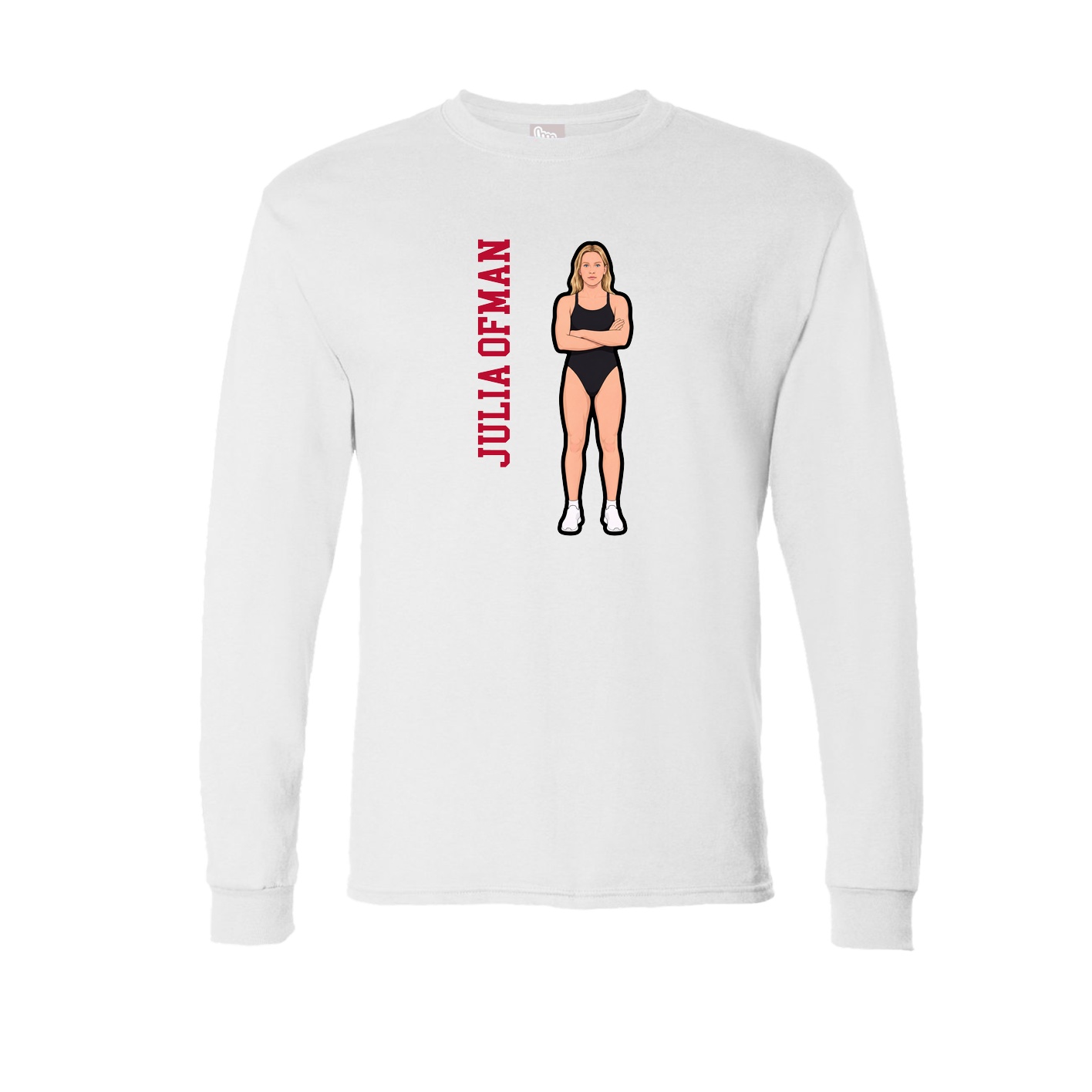 Long Sleeve Tee — Name Vertical in White