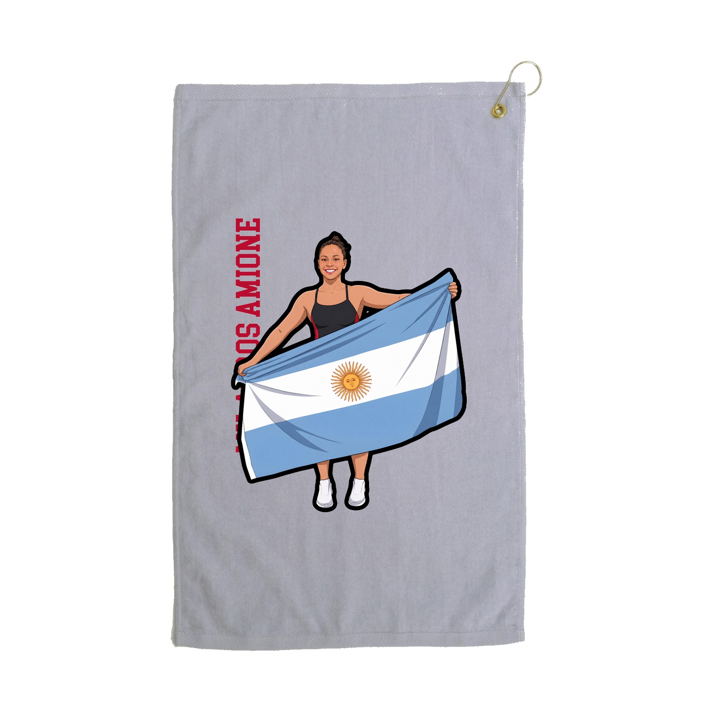 Golf Towel — Name Vertical in Grey