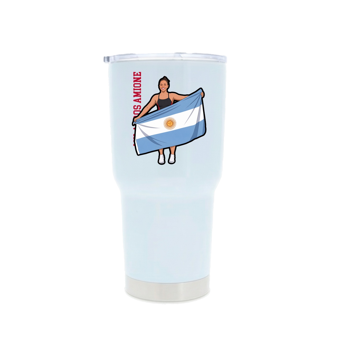30oz Stainless Steel Tumbler — Name Vertical in White