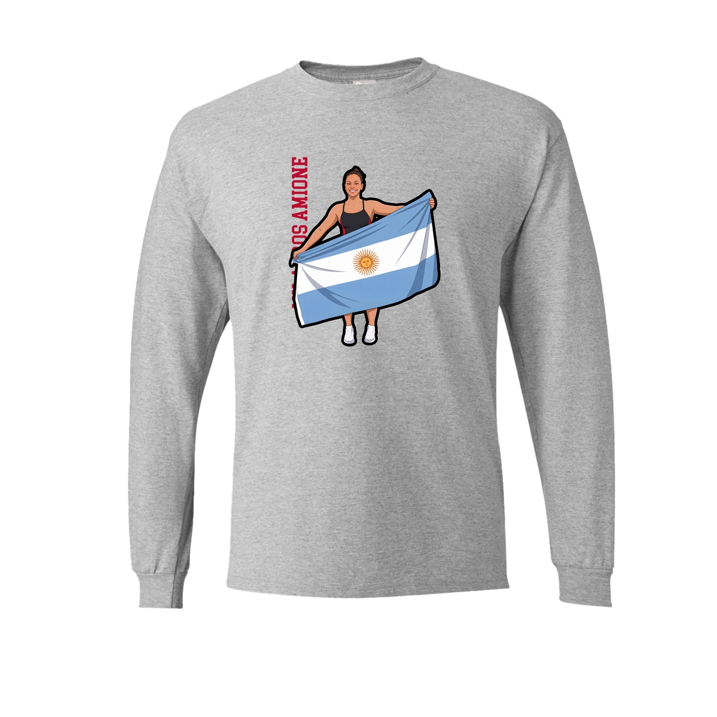 Long Sleeve Tee — Name Vertical in Grey