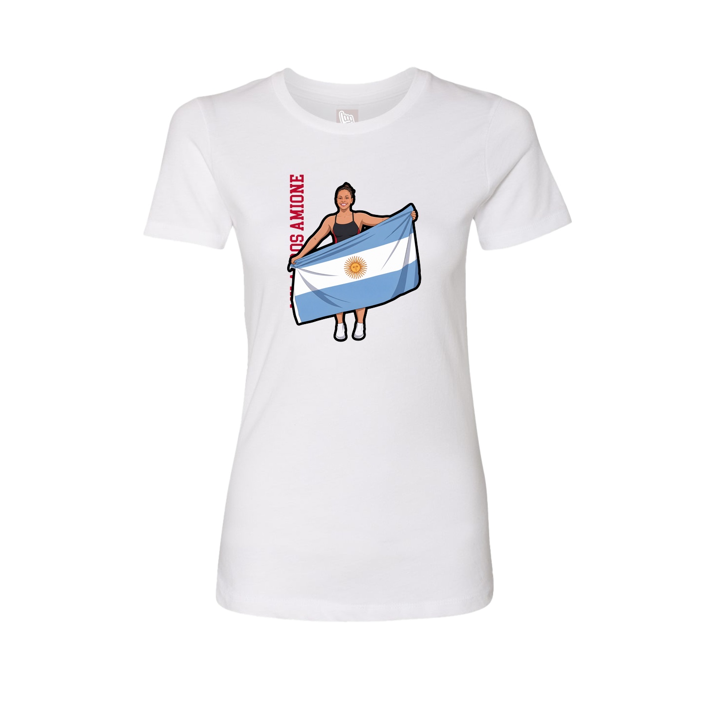 Fitted Women's Tee — Name Vertical in White