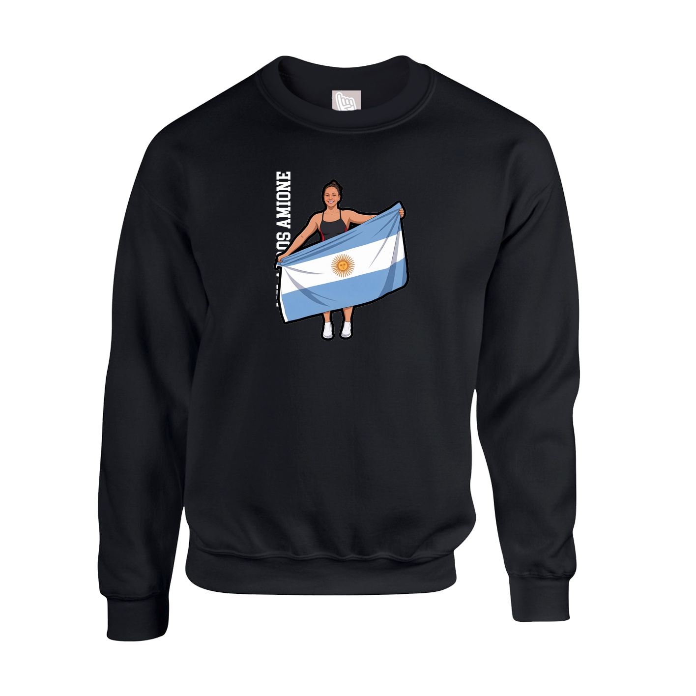 Fleece Crew — Name Vertical in Black