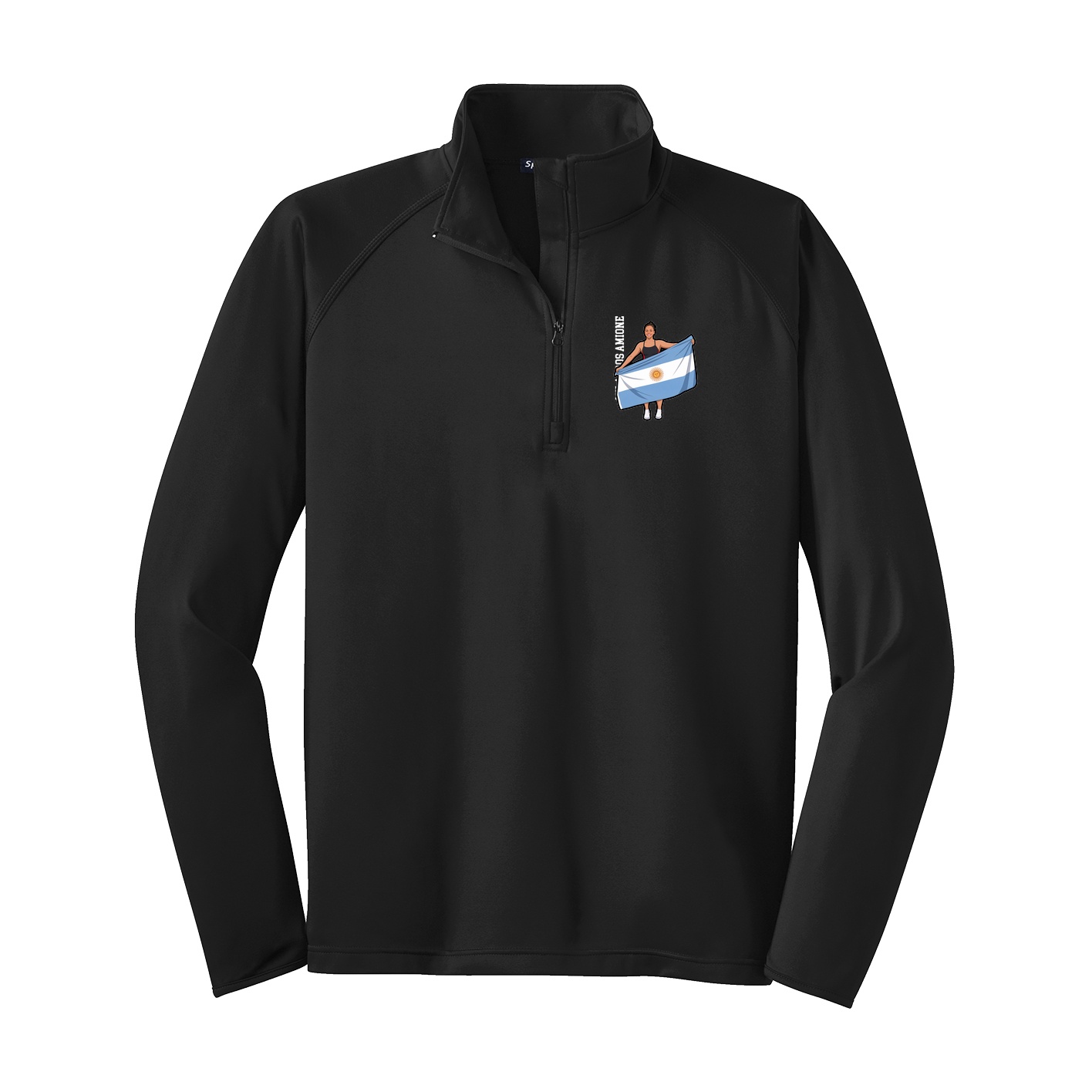 Q-Zip Pullover — Name Vertical in Black