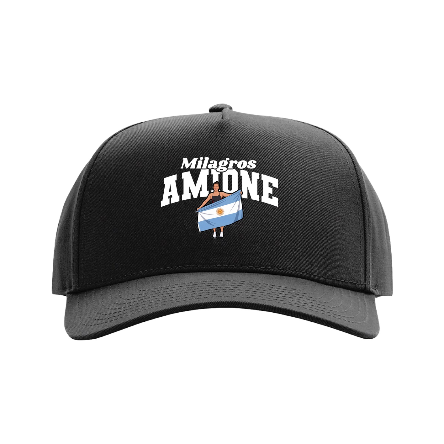 Full Fabric Five-Panel Champ Cap — Signature Arch in Black