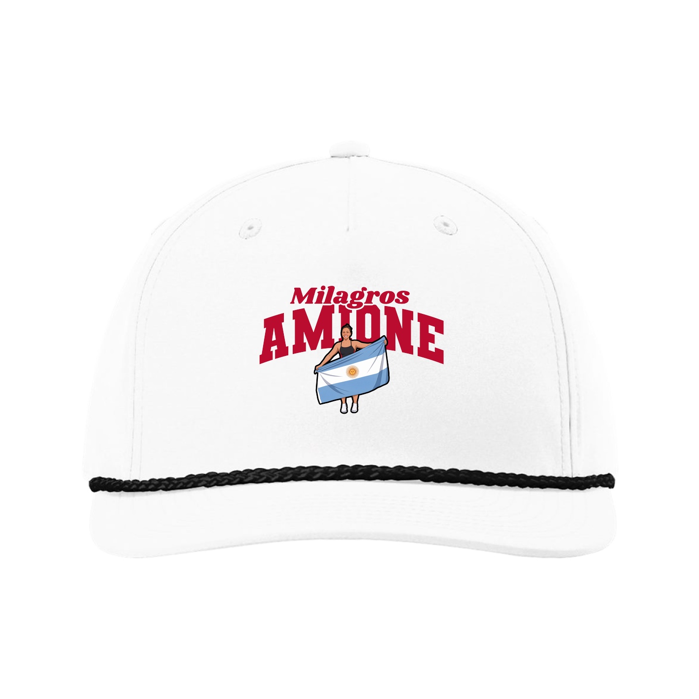 Five-Panel Classic Rope Cap — Signature Arch in White