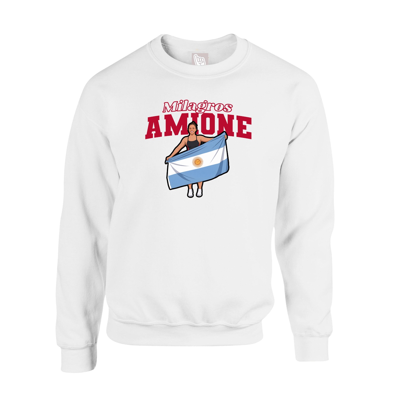 Fleece Crew — Name Arch in White