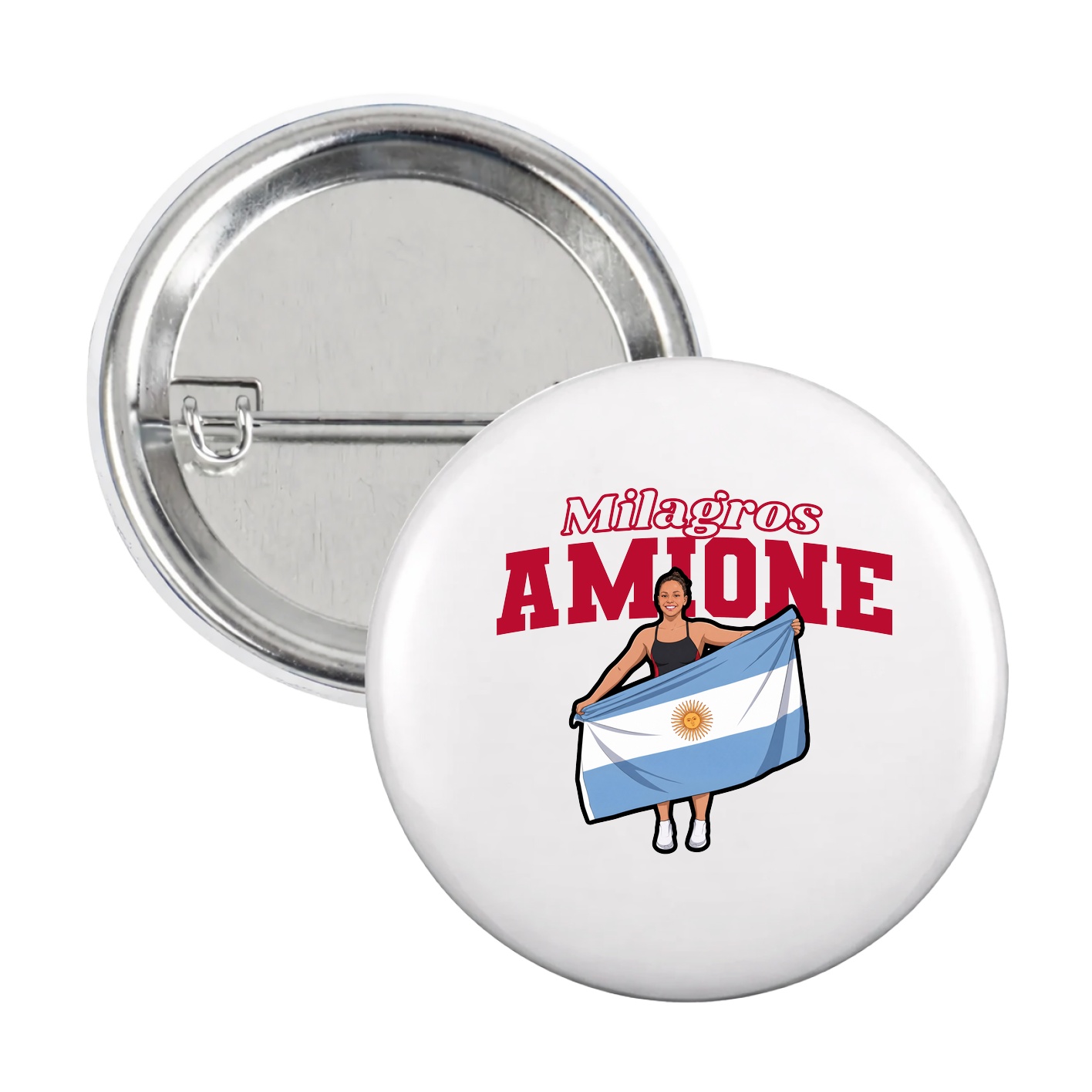 Game Day Button — Name Arch in White
