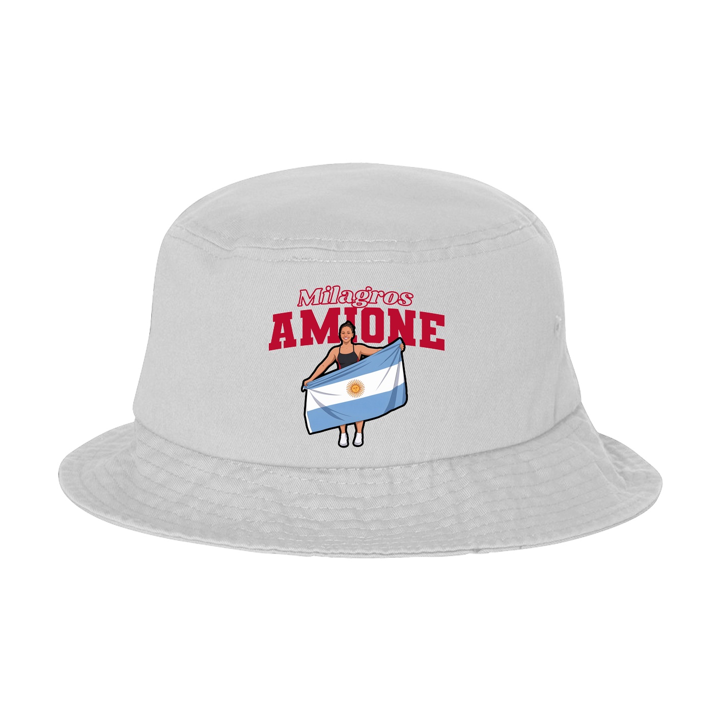 Bucket Cap — Name Arch in White