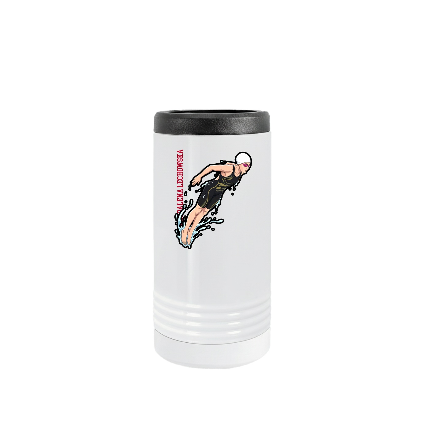 Slim Beverage Holder — Name Vertical in White