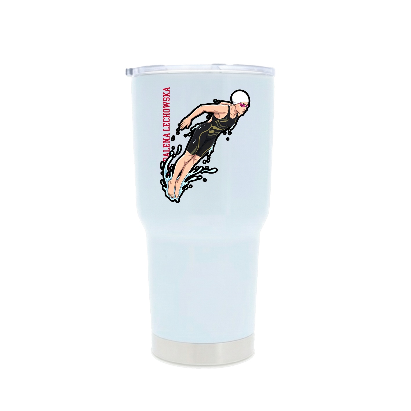 30oz Stainless Steel Tumbler — Name Vertical in White