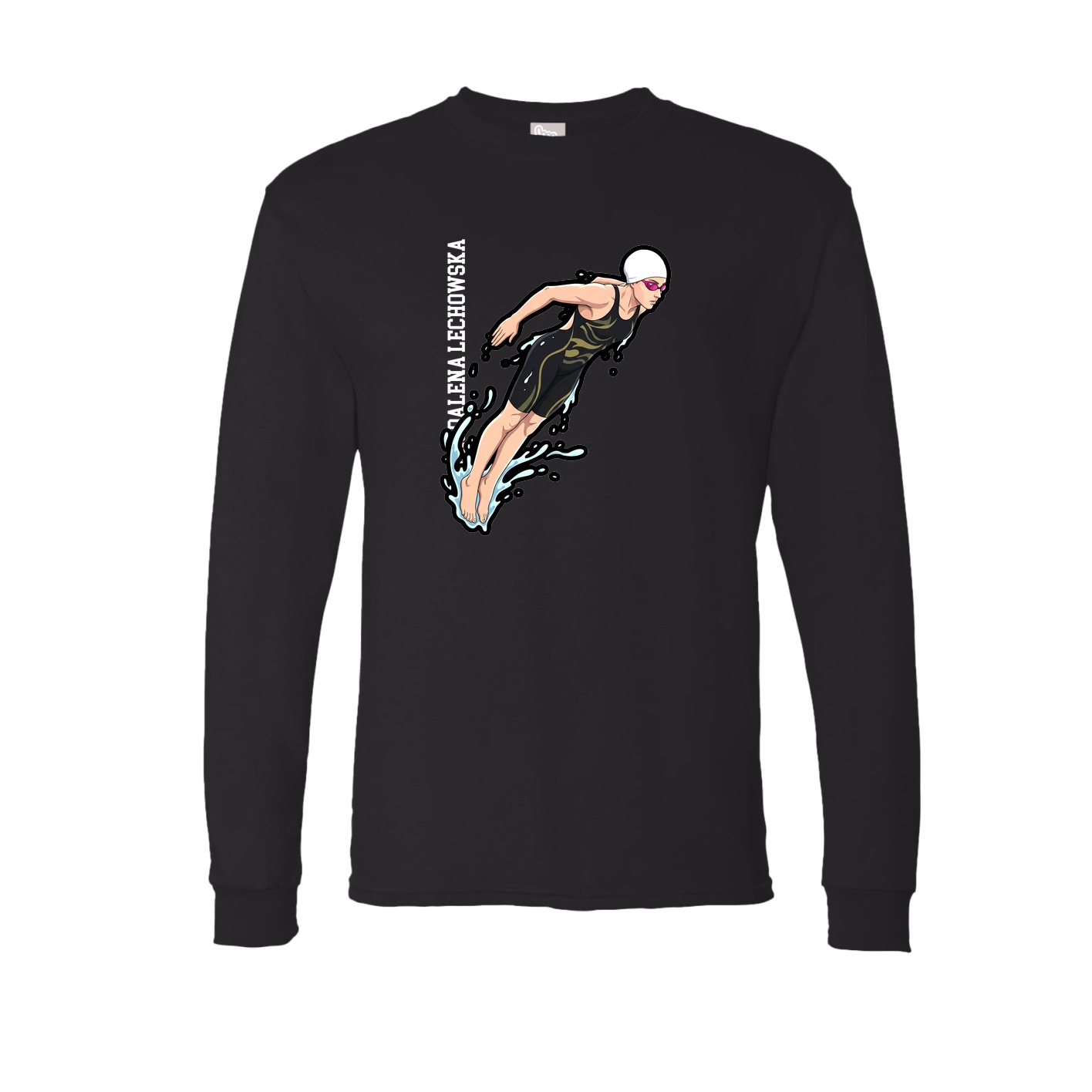 Long Sleeve Tee — Name Vertical in Black