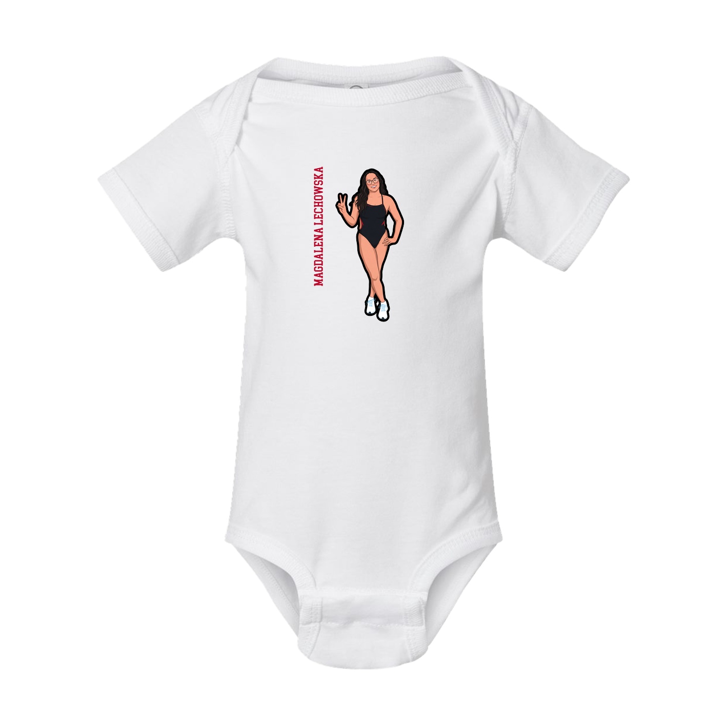 Baby Onesie — Name Vertical in White