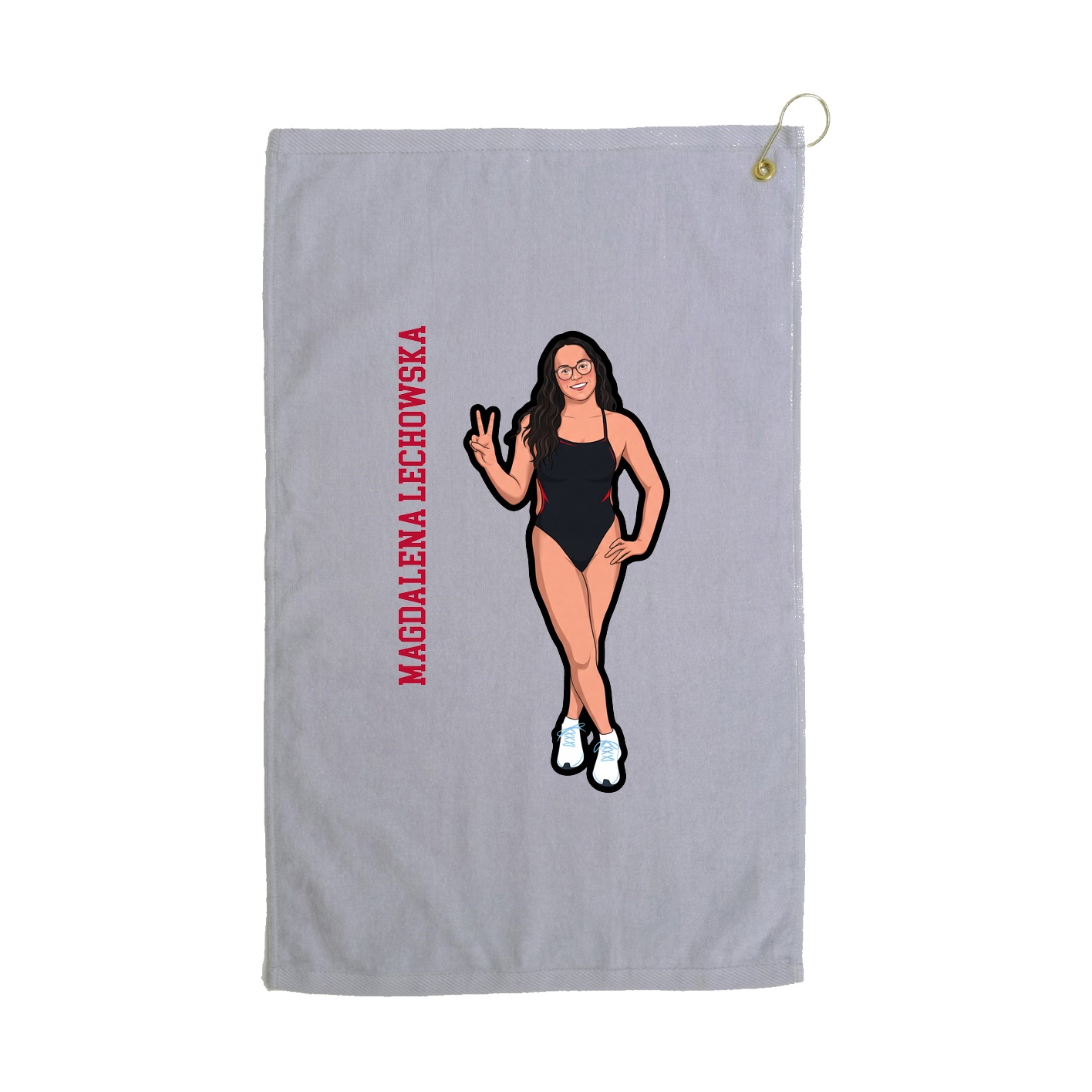 Golf Towel — Name Vertical in Grey