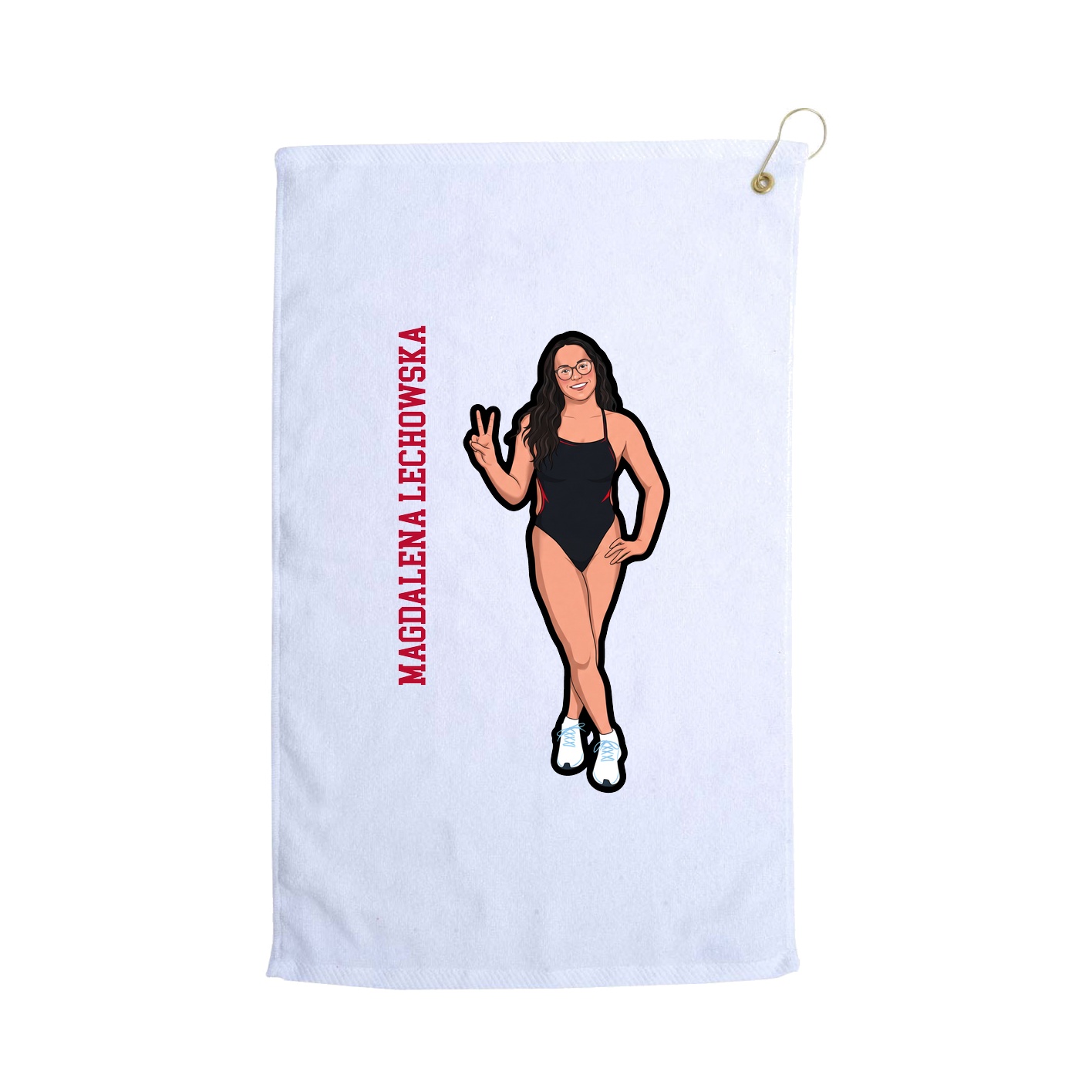 Golf Towel — Name Vertical in White