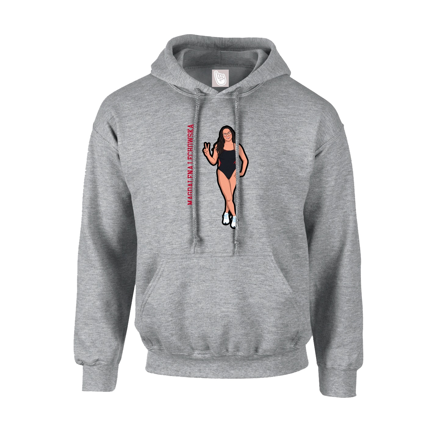 Youth Hoodie — Name Vertical in Grey