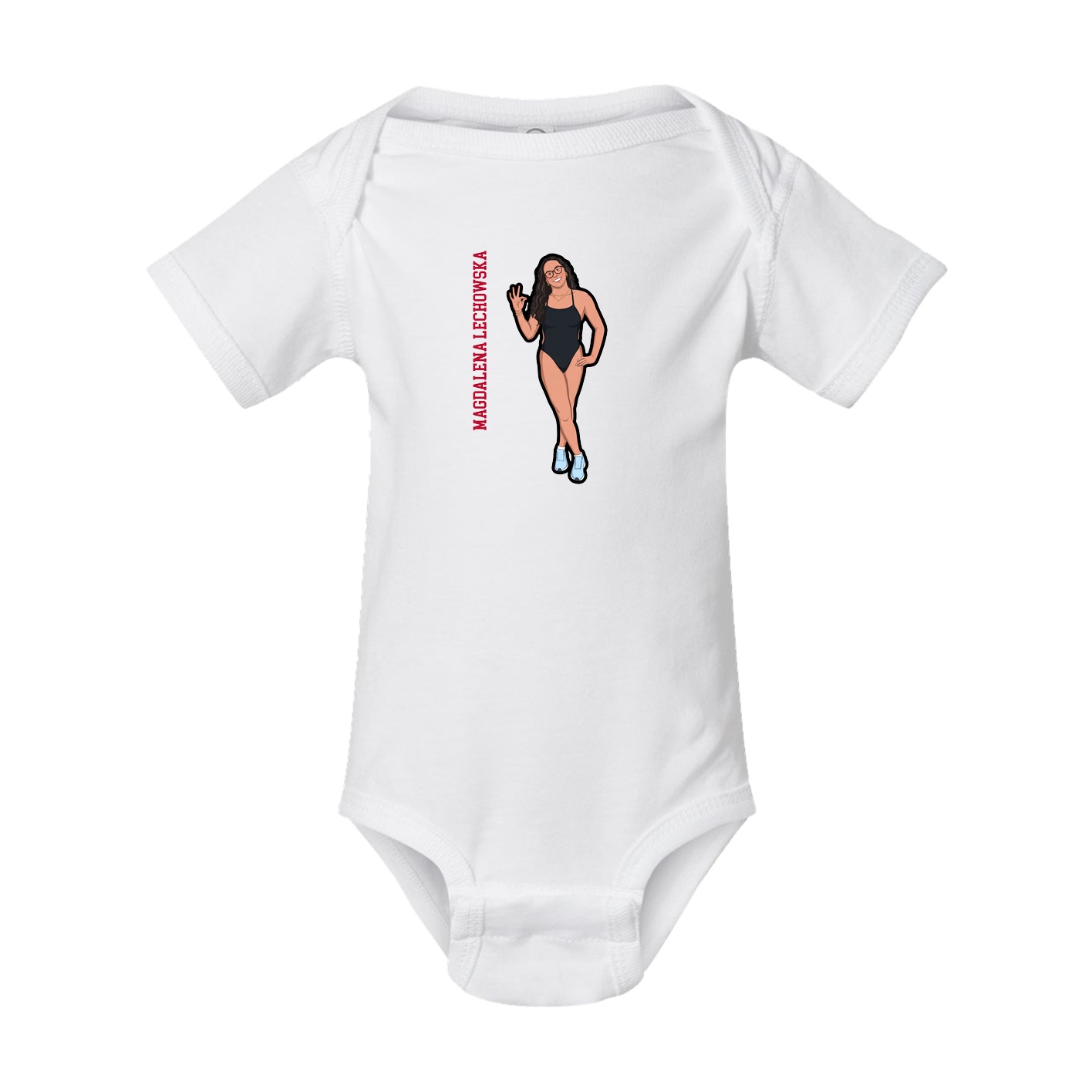 Baby Onesie — Name Vertical in White