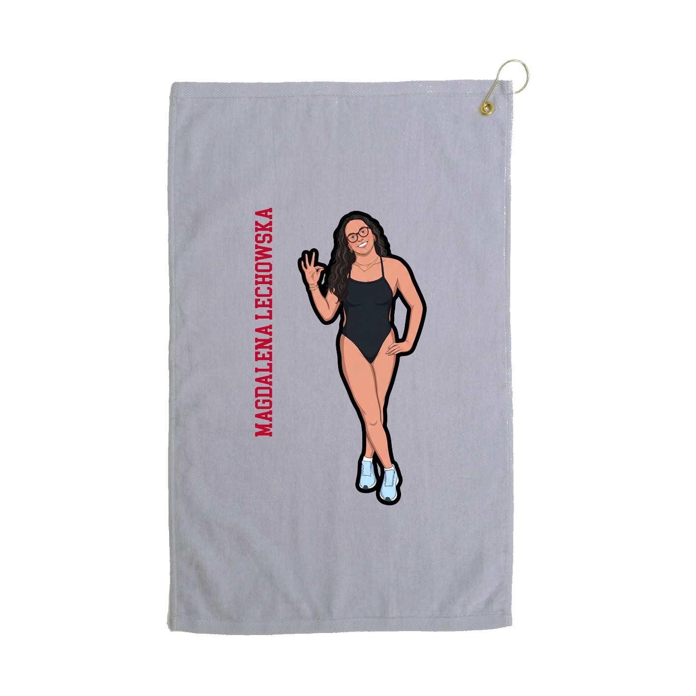 Golf Towel — Name Vertical in Grey