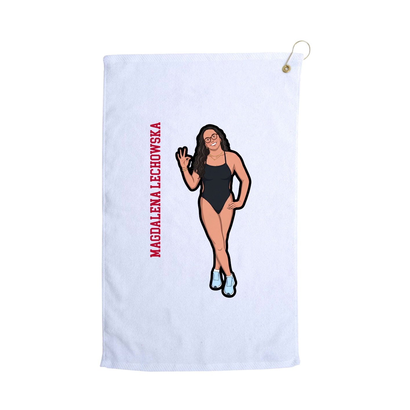 Golf Towel — Name Vertical in White