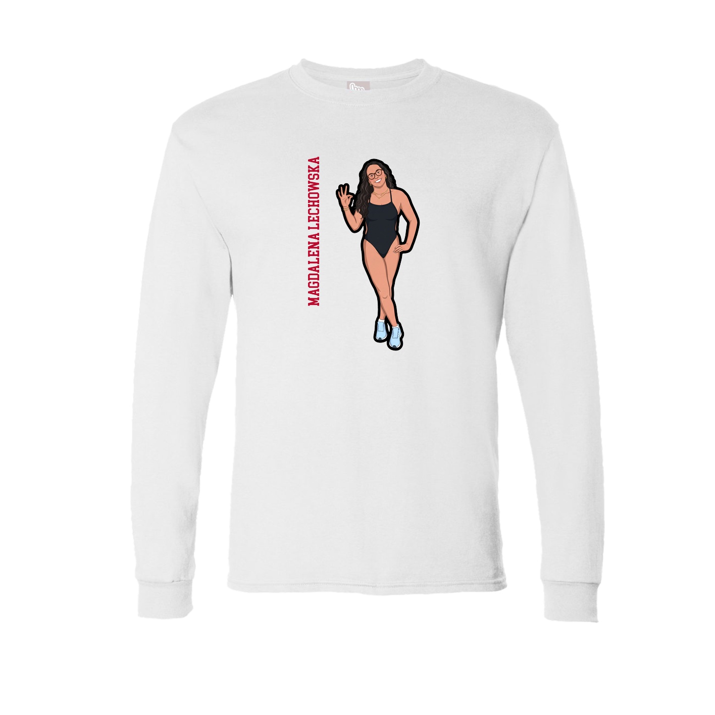 Long Sleeve Tee — Name Vertical in White