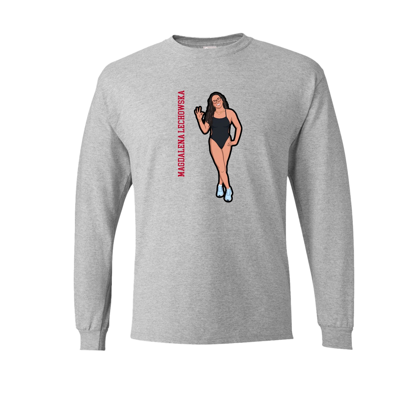 Long Sleeve Tee — Name Vertical in Grey
