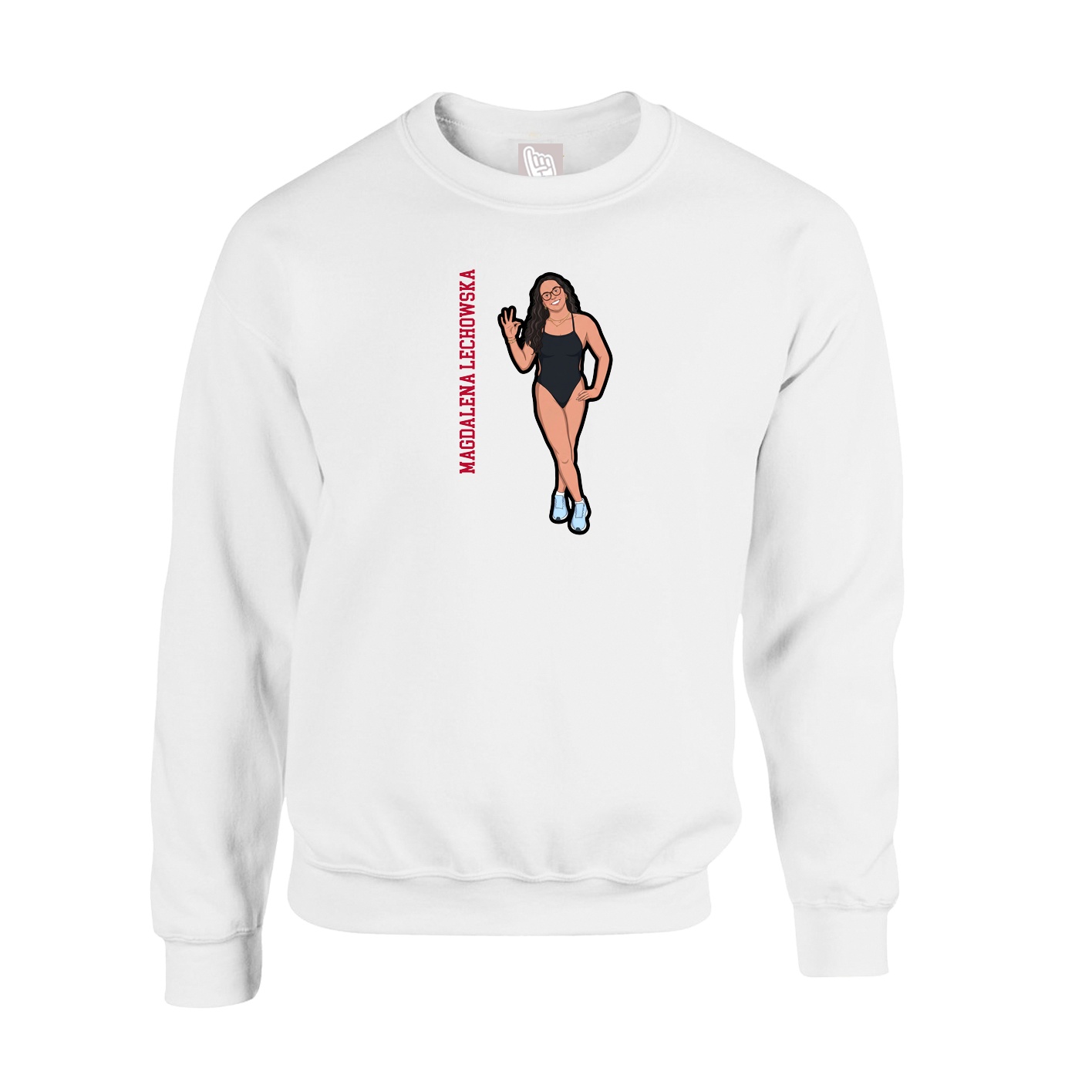 Fleece Crew — Name Vertical in White