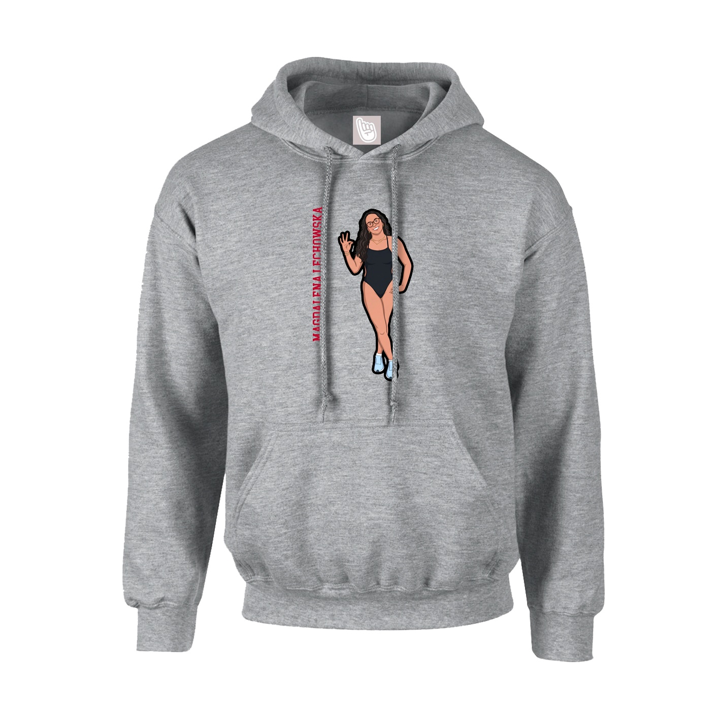 Youth Hoodie — Name Vertical in Grey
