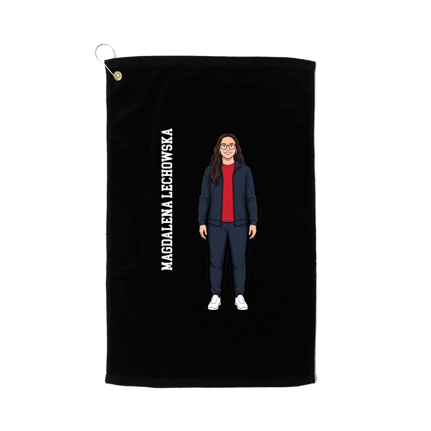 Golf Towel — Name Vertical in Black